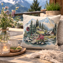 Carica l'immagine nel visualizzatore di Gallery, Copricuscino ALPINE VILLAGE, Gobelin Jacquard, 45x45 cm