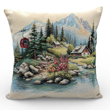 Carica l'immagine nel visualizzatore di Gallery, Copricuscino ALPINE VILLAGE, Gobelin Jacquard, 45x45 cm