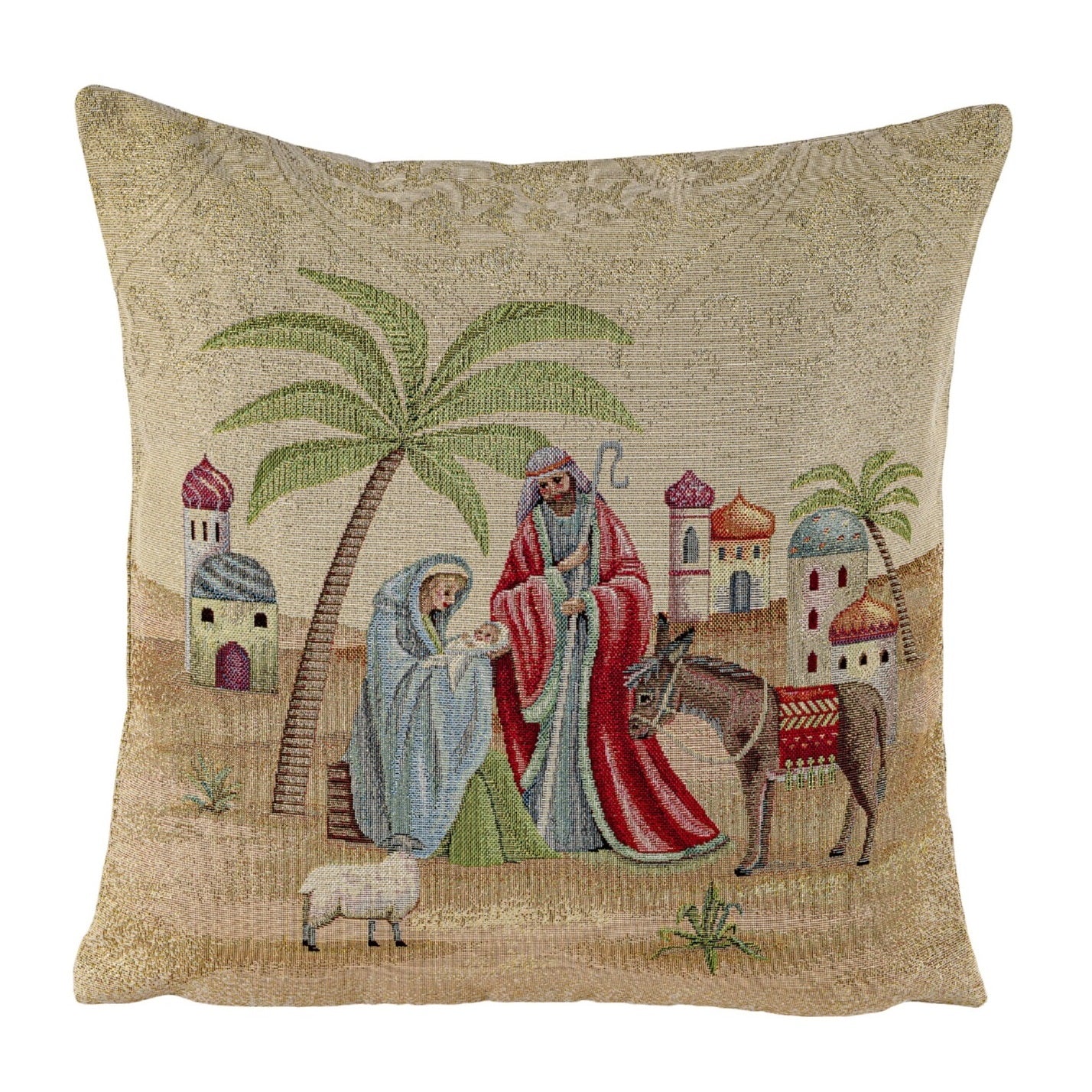 Kissenbezug BETLEHEM, uni, Gobelin Jacquard, Lurex Gold, 45x45 cm