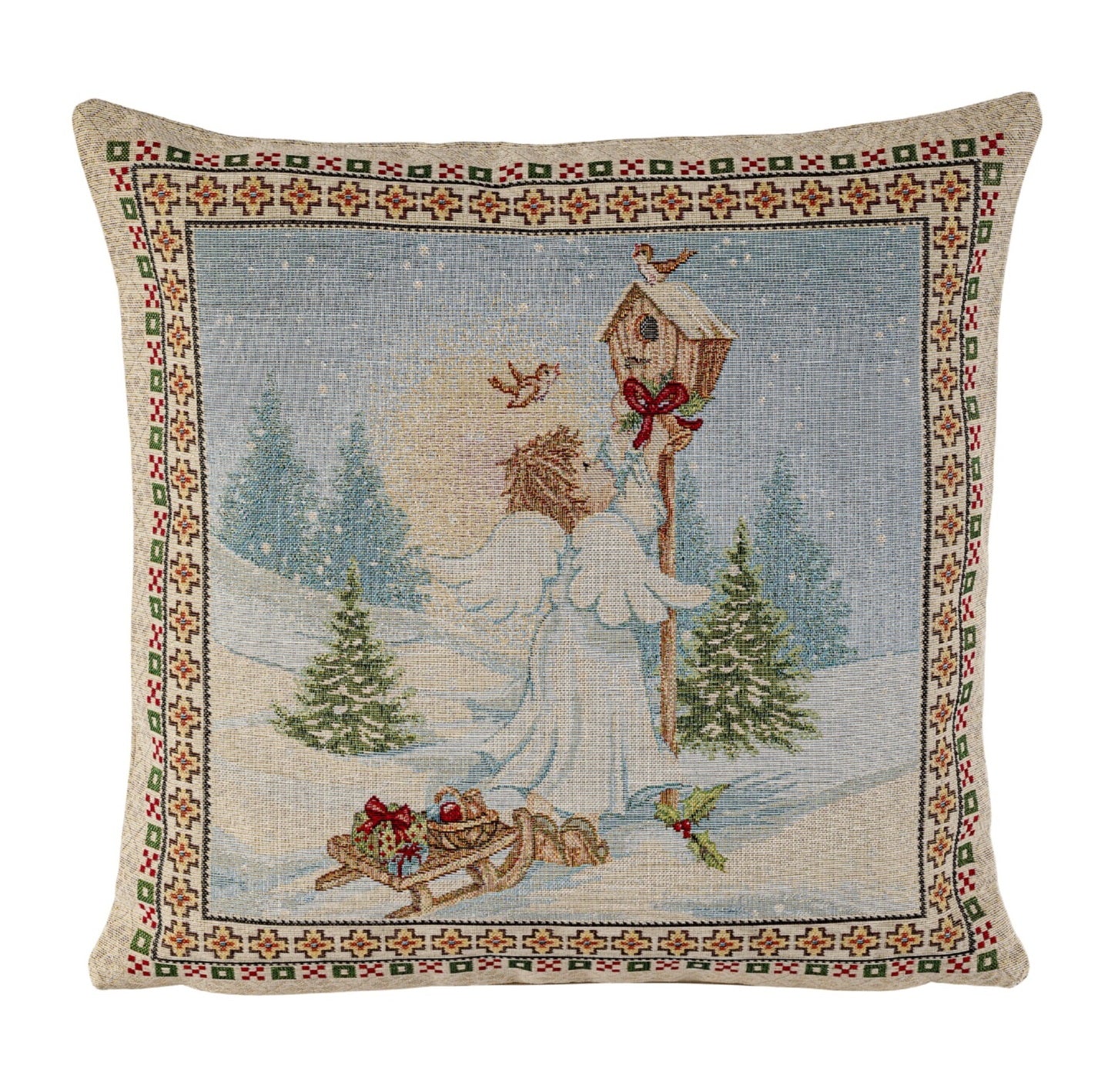 Kissenbezug CHRISTMAS EVE Engel, uni, Gobelin Jacquard, Lurex Gold, 45x45 cm