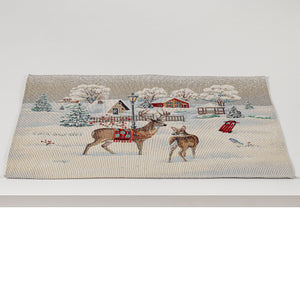 Tischläufer Runner Tischset DEER GARDEN, uni, Gobelin Jacquard