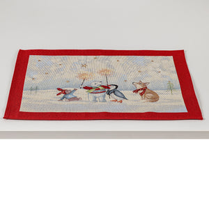 Tischläufer Runner Tischset CHRISTMAS PARTY, uni, Gobelin Jacquard, Lurex Silver