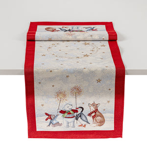 Tischläufer Runner Tischset CHRISTMAS PARTY, uni, Gobelin Jacquard, Lurex Silver