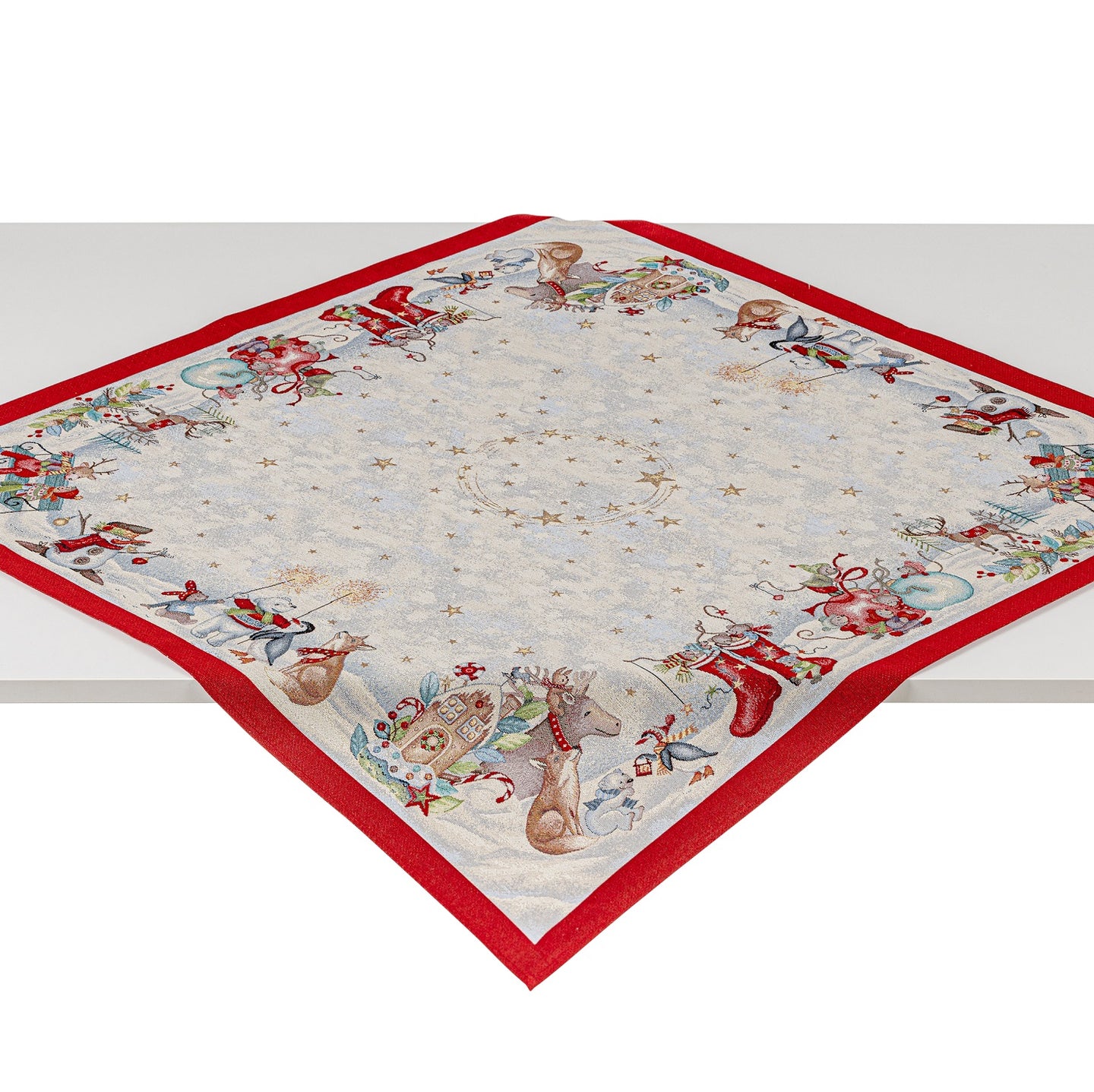 Tovaglia CHRISTMAS PARTY, uni, Gobelin Jacquard, Lurex Silver, 100x100 cm