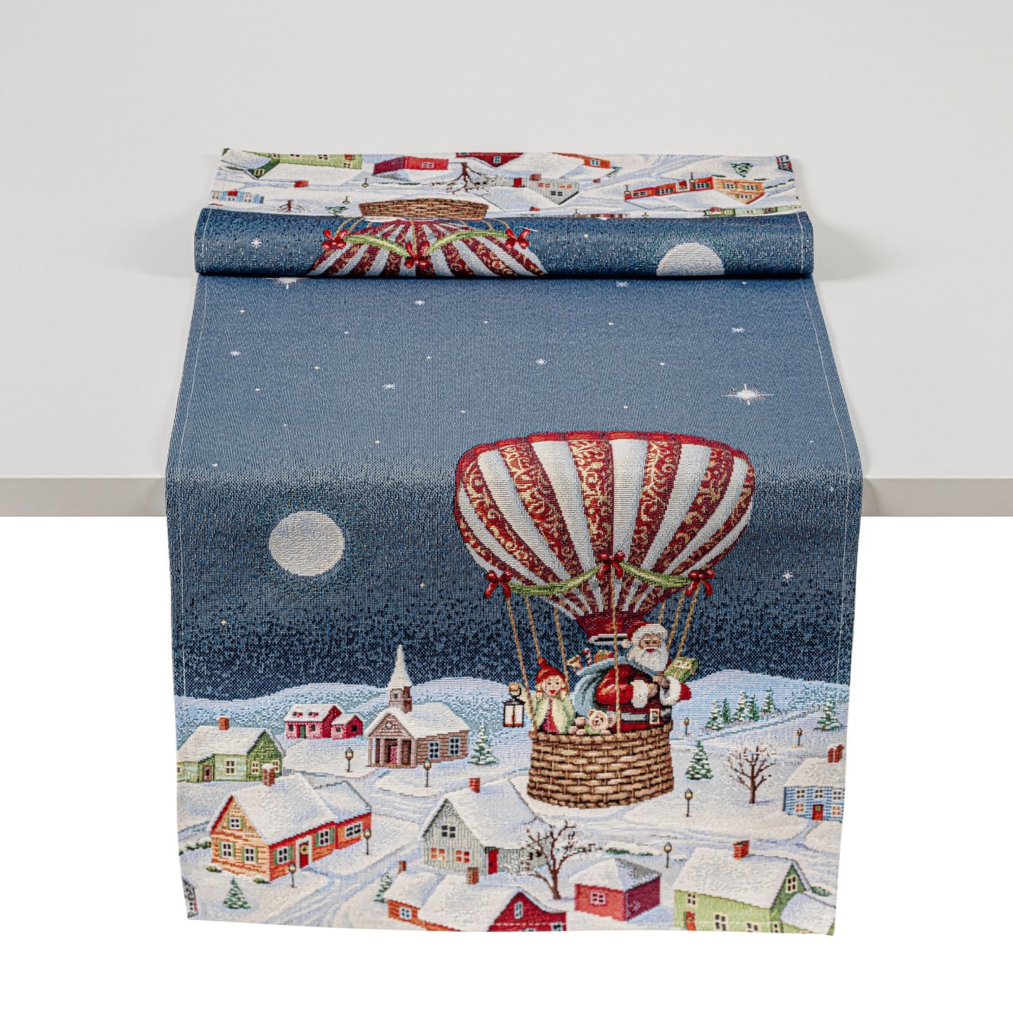 Tischläufer Runner Tischset SANTA IS COMING, uni, Gobelin Jacquard