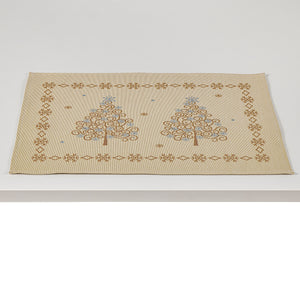 Tischläufer Runner Tischset GOLDEN TREE, uni, Gobelin Jacquard, Lurex Gold