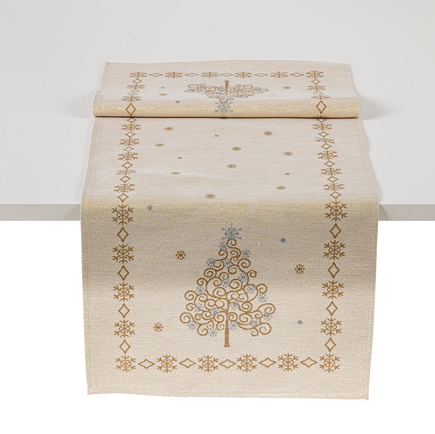 Tischläufer Runner Tischset GOLDEN TREE, uni, Gobelin Jacquard, Lurex Gold
