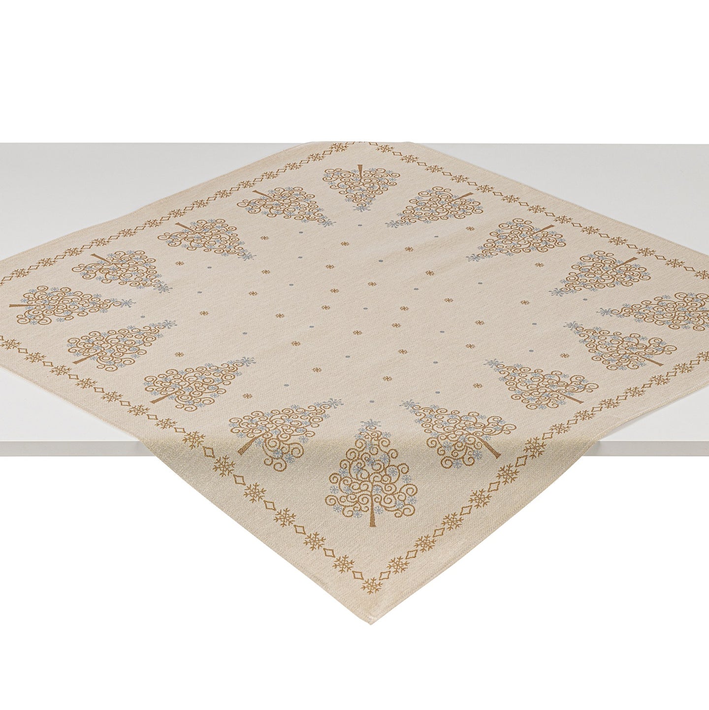 Tischdecke GOLDEN TREE, uni, Gobelin Jacquard, Lurex Gold, 100x100 cm
