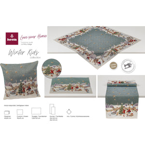 Tischläufer Runner Tischset WINTER KIDS, uni, Gobelin Jacquard, Lurex Gold