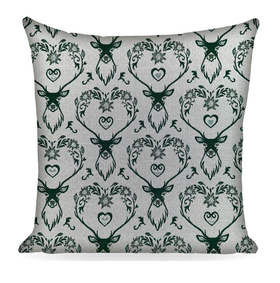 Copricuscino LANDHAUS HIRSCH, verde, Jacquard, 45x45cm