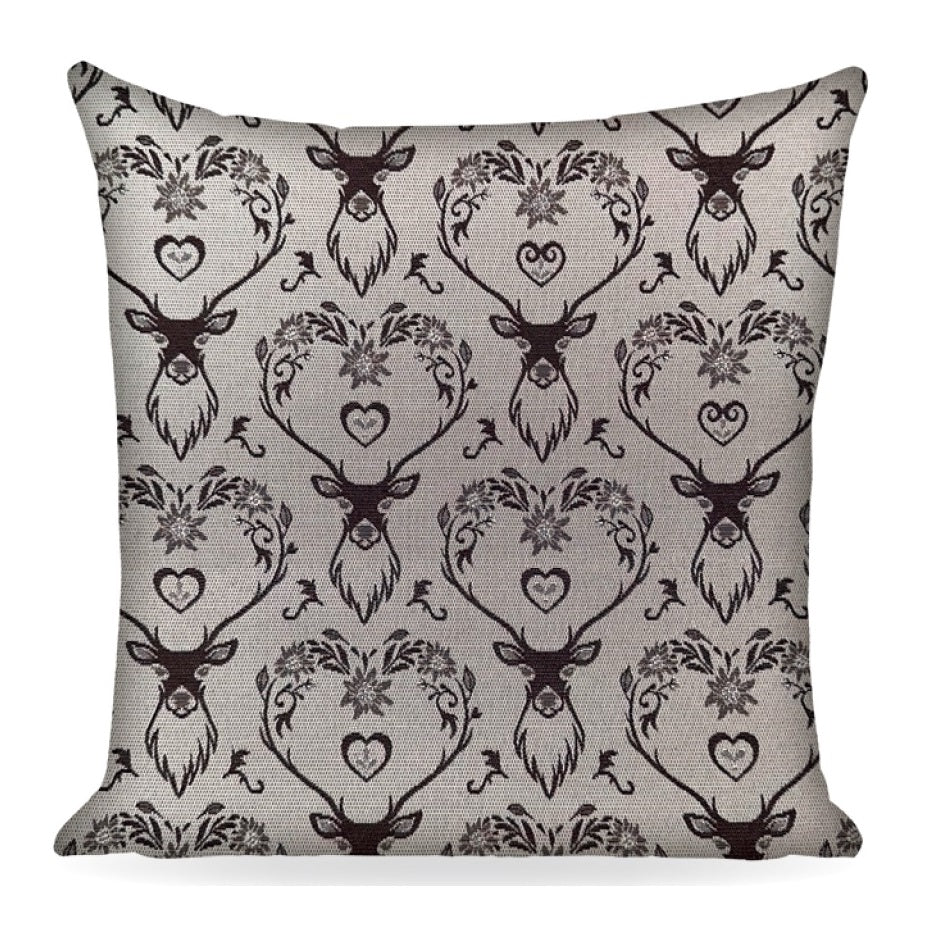 Copricuscino LANDHAUS HIRSCH, marrone, Jacquard, 45x45cm