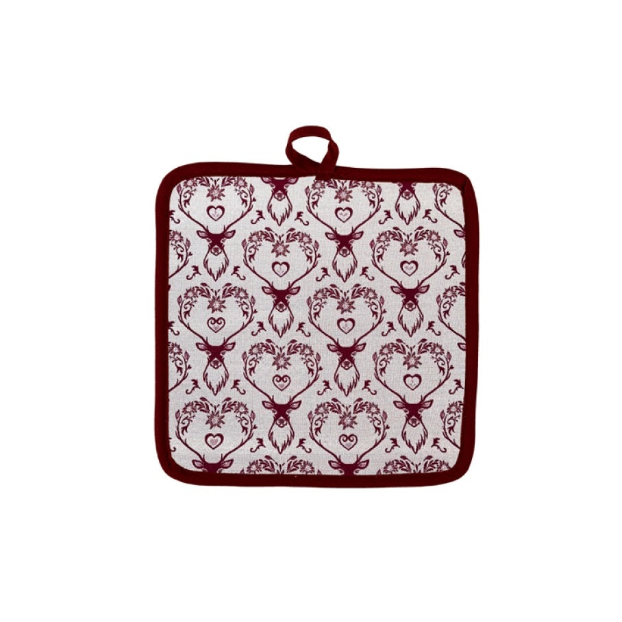 Presina quadrata LANDHAUS HIRSCH, rosso, Jacquard