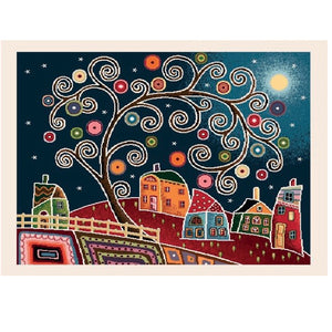 Runner Tovaglietta VILLAGE AT NIGHT, uni, Gobelin Jacquard
