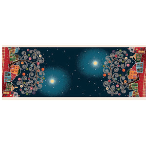 Runner Tovaglietta VILLAGE AT NIGHT, uni, Gobelin Jacquard