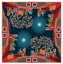 Carica l&#39;immagine nel visualizzatore di Gallery, Tovaglia VILLAGE AT NIGHT, uni, Gobelin Jacquard, 100x100 cm
