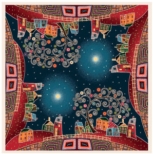 Tovaglia VILLAGE AT NIGHT, uni, Gobelin Jacquard, 100x100 cm