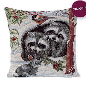 Copricuscino RACCOON, Gobelin Jacquard, Ciniglia, 45x45 cm