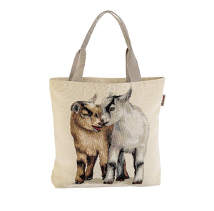 Stofftasche ZIEGEN, Gobelin Jacquard