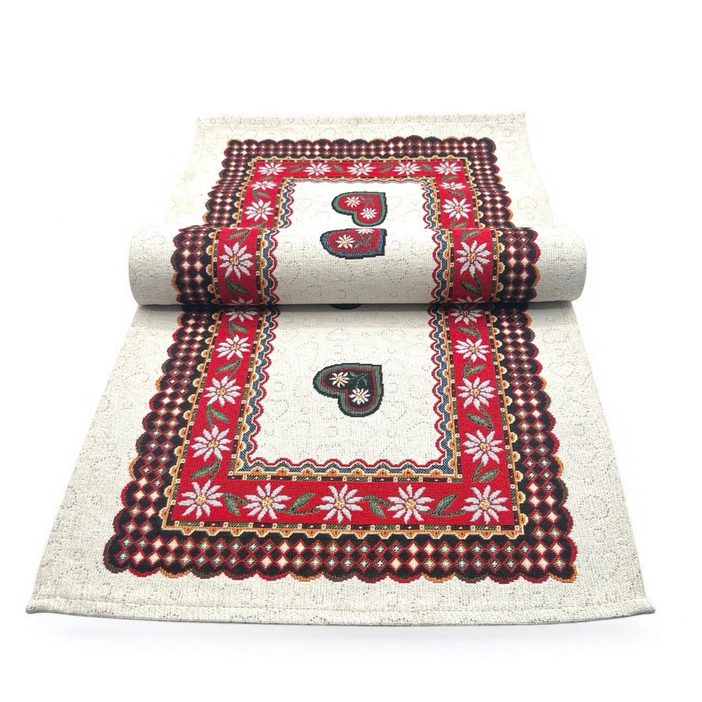 Tischläufer Runner Tischset ALPENLAND, uni, Gobelin Jacquard