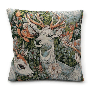 Copricuscino CERVIDE VERDE, Gobelin Jacquard, 45x45 cm
