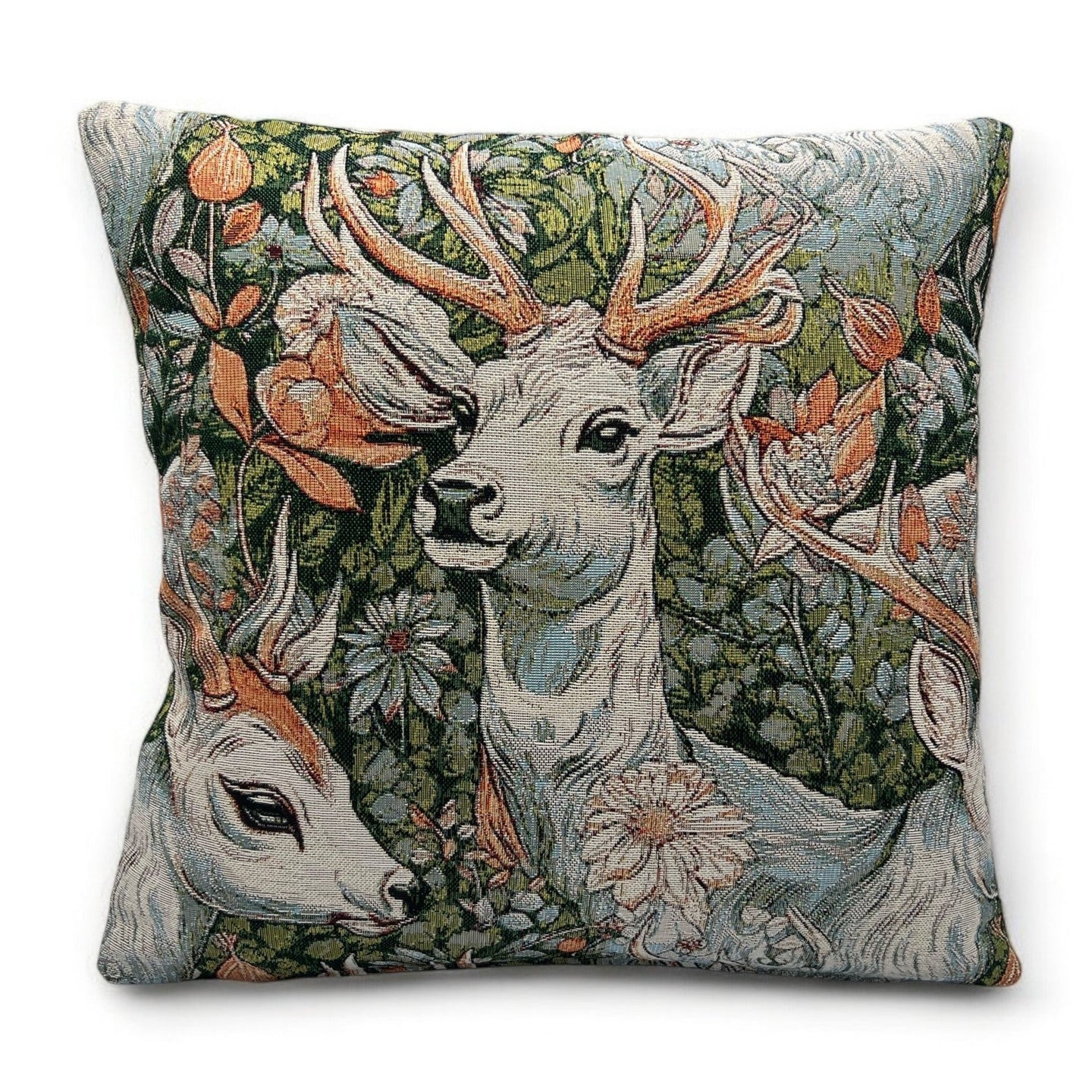 Copricuscino CERVIDE VERDE, Gobelin Jacquard, 45x45 cm