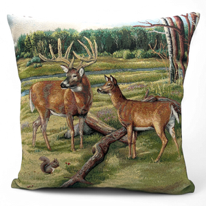 Copricuscino CERVI A, Gobelin Jacquard, 45x45 cm