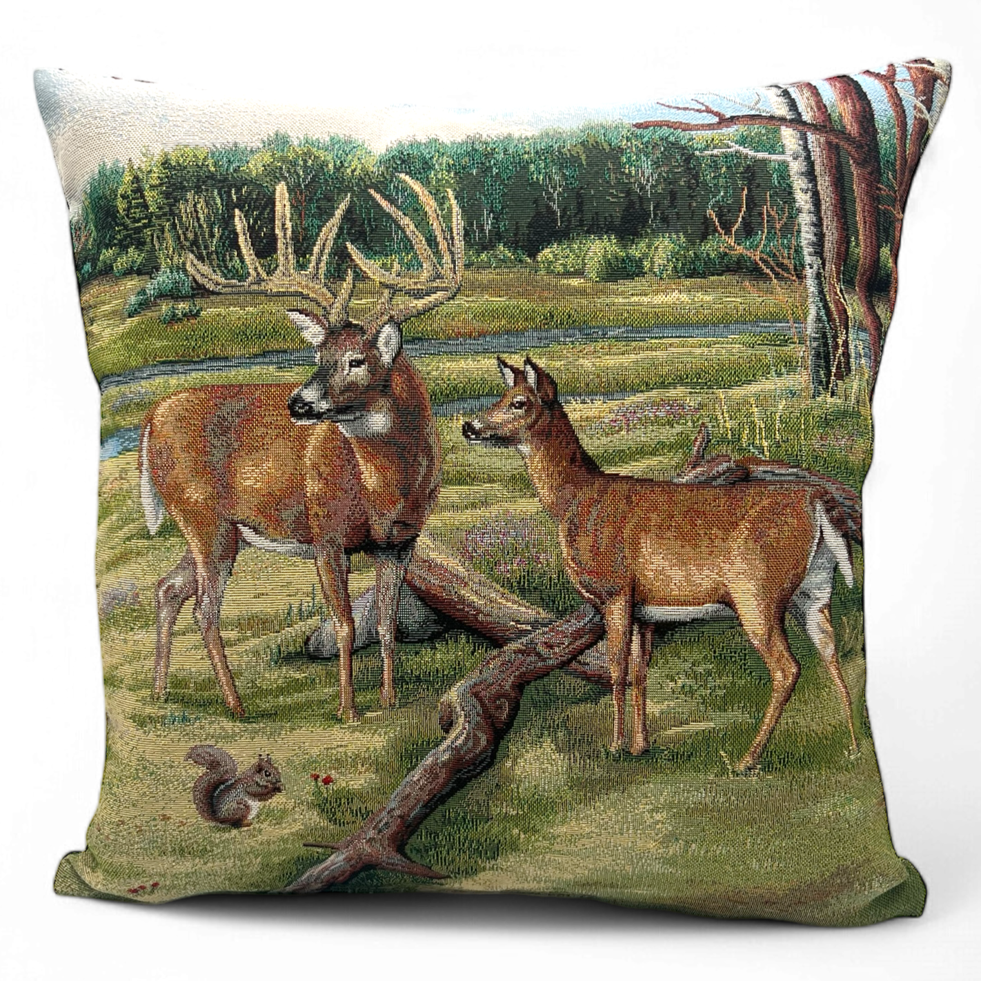 Copricuscino CERVI A, Gobelin Jacquard, 45x45 cm