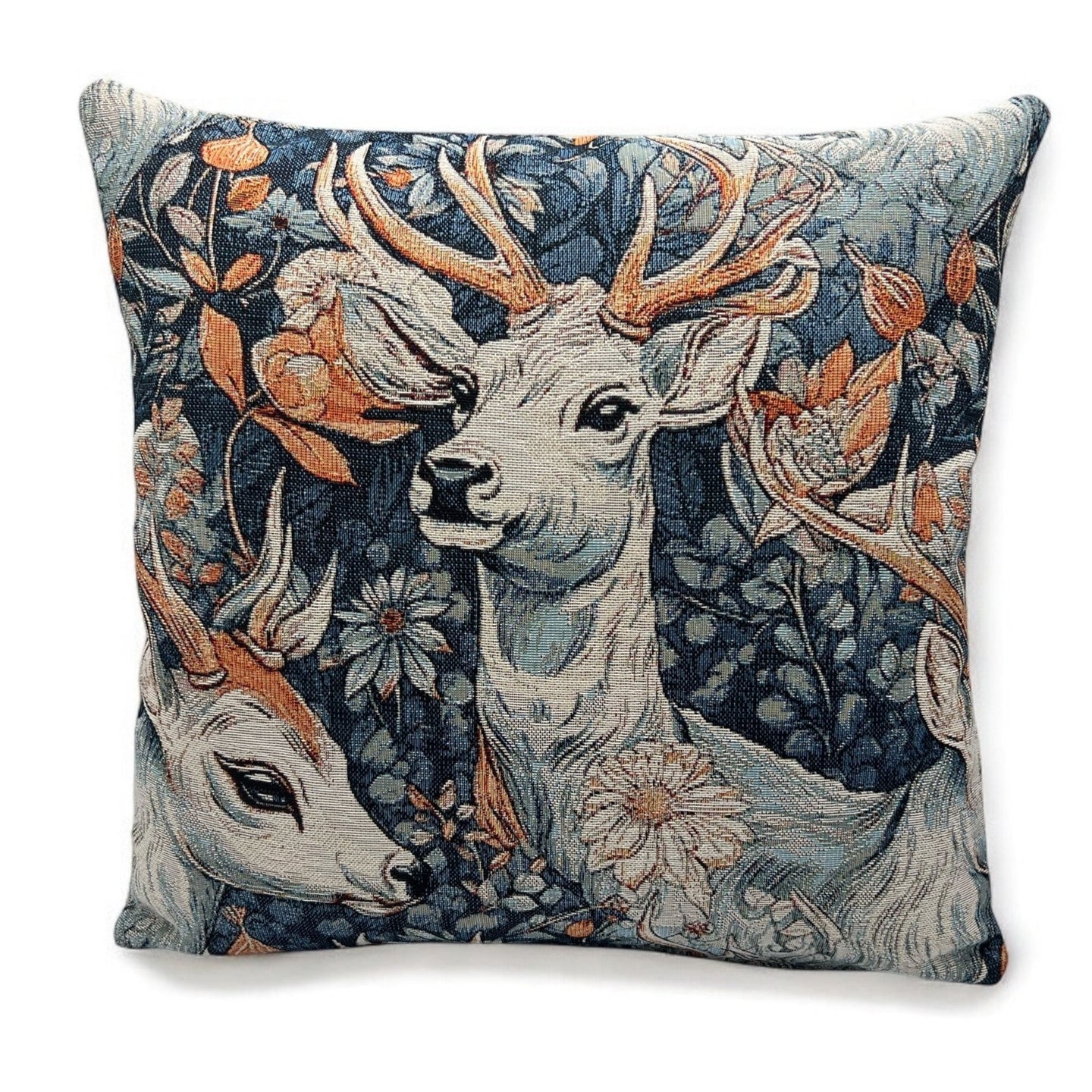 Copricuscino CERVIDE BLU, Gobelin Jacquard, 45x45 cm