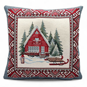 Copricuscino CHAMONIX C Natale Gobelin Jacquard, 45x45 cm