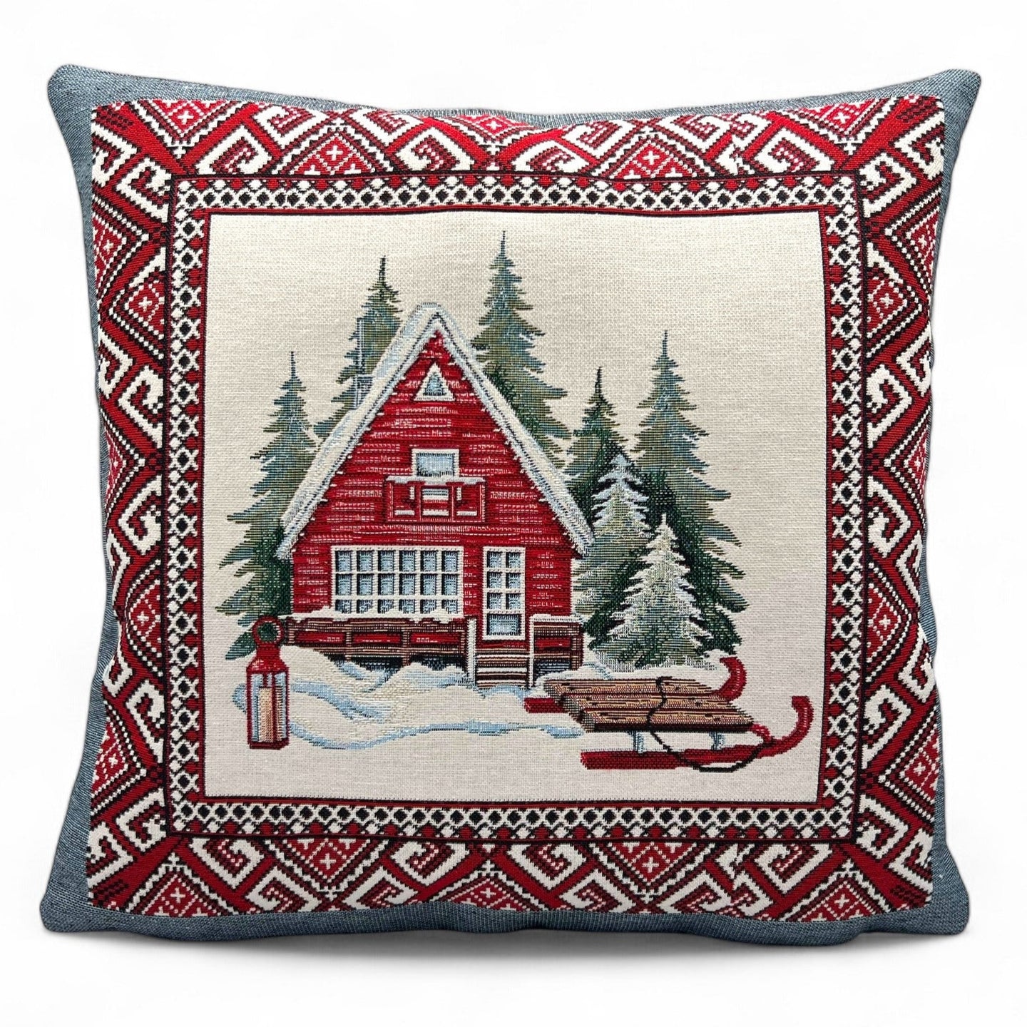 Copricuscino CHAMONIX C Natale Gobelin Jacquard, 45x45 cm