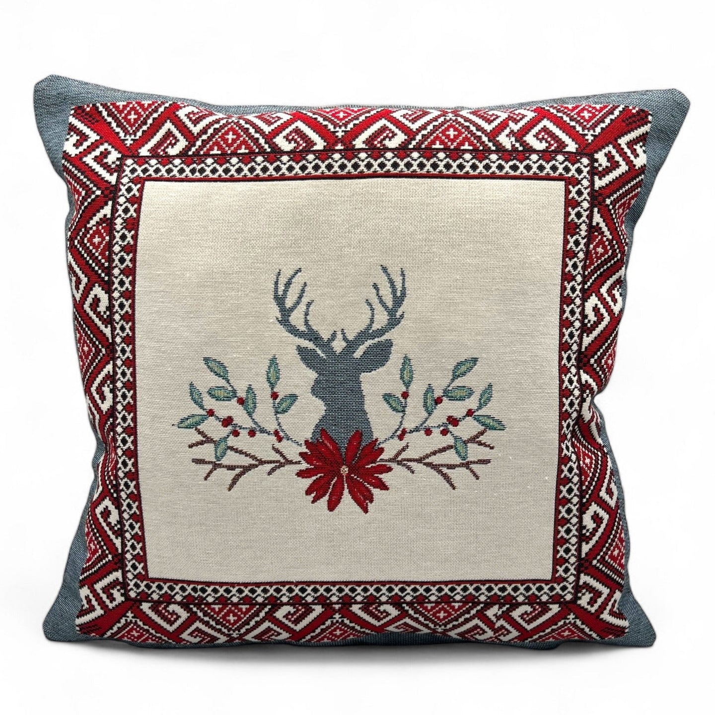 Copricuscino CHAMONIX A Natale Gobelin Jacquard, 45x45 cm