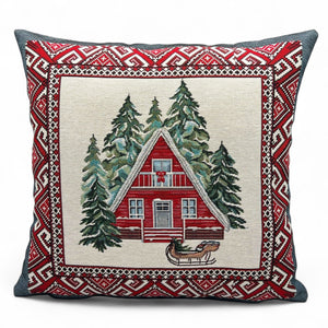 Copricuscino CHAMONIX B Natale Gobelin Jacquard, 45x45 cm