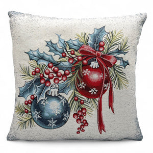 Copricuscino CHRISTMAS BALLS C Natale Gobelin Jacquard, 45x45 cm