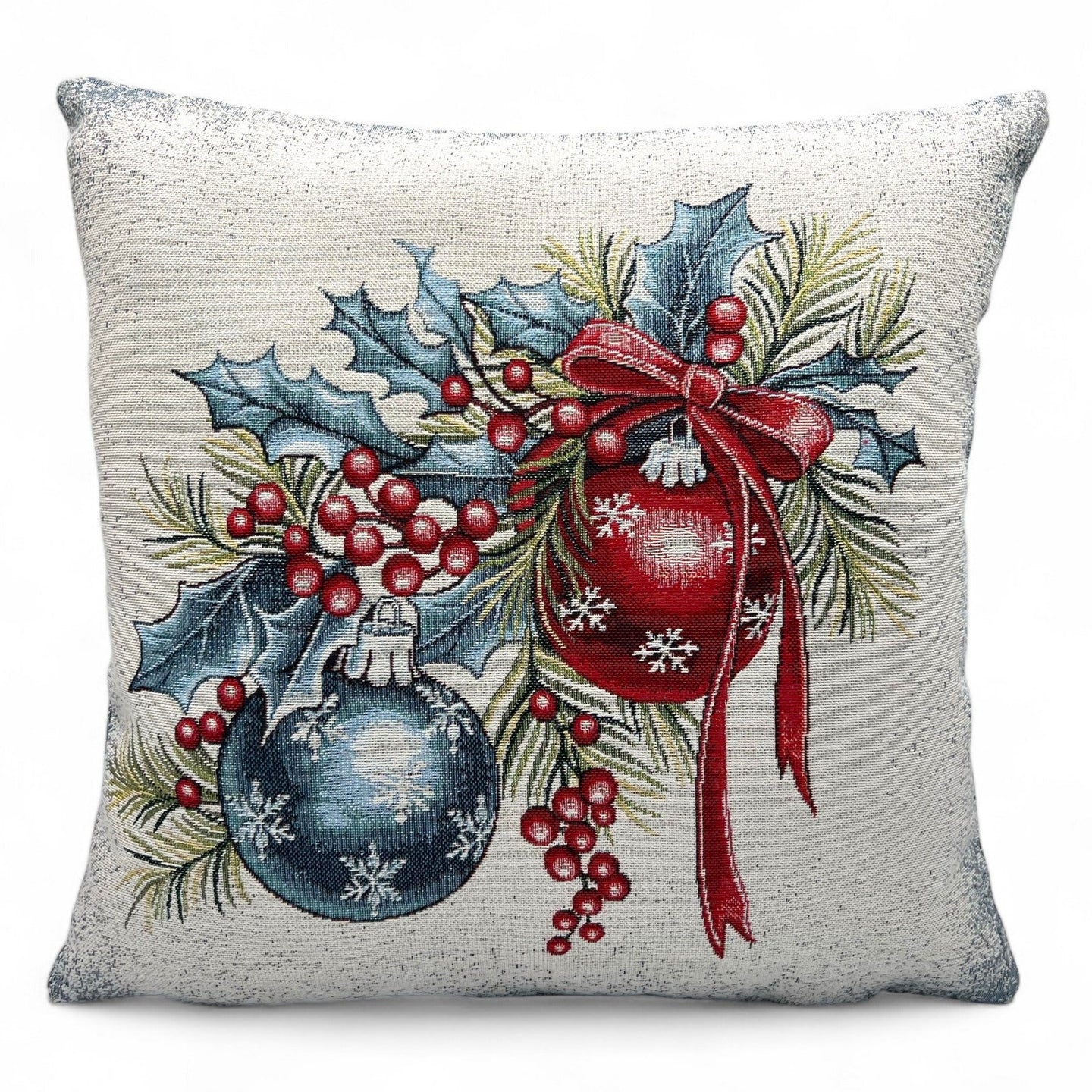 Copricuscino CHRISTMAS BALLS C Natale Gobelin Jacquard, 45x45 cm