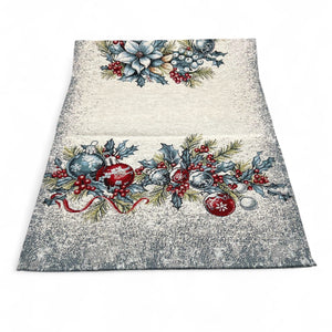 Tischläufer Runner Tischset CHRISTMAS BALLO, uni, Gobelin Jacquard, Lurex silber