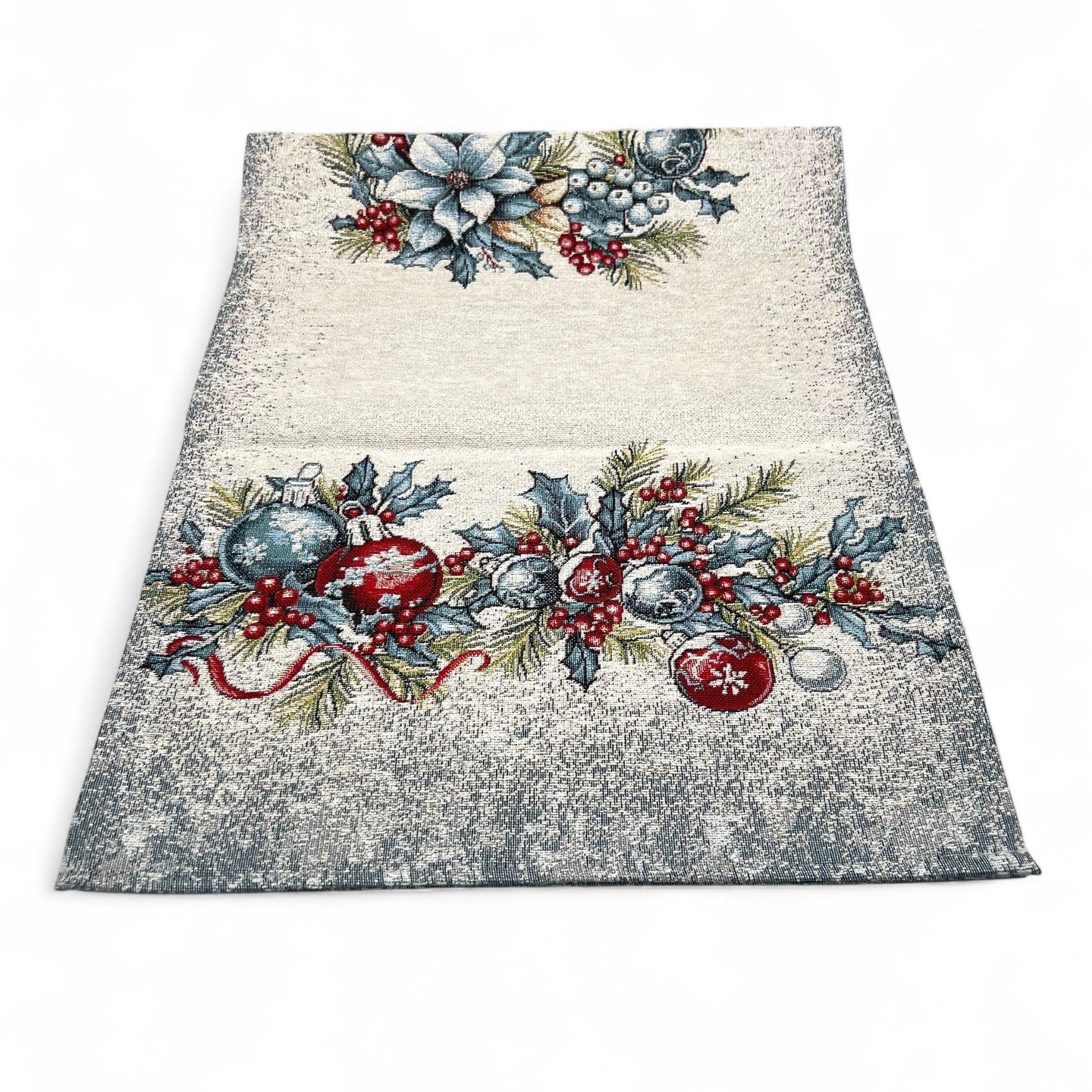 Tischläufer Runner Tischset CHRISTMAS BALLO, uni, Gobelin Jacquard, Lurex silber