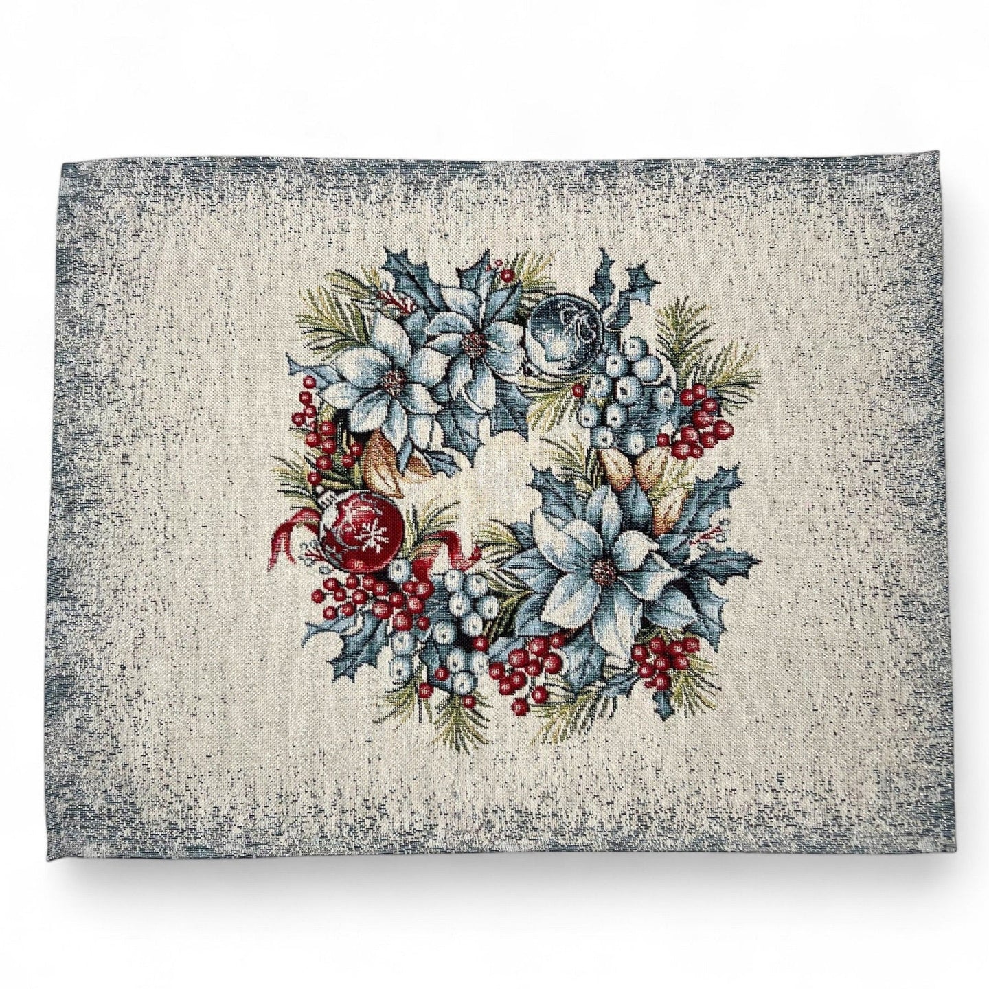 Table Set CHRISTMAS BALLS Placemat Tovaglietta Gobelin Jacquard, lurex argento 40 x 50 cm