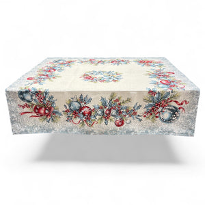 Tovaglia CHRISTMAS BALLS, uni, Gobelin Jacquard, lurex argento, 100x100 cm