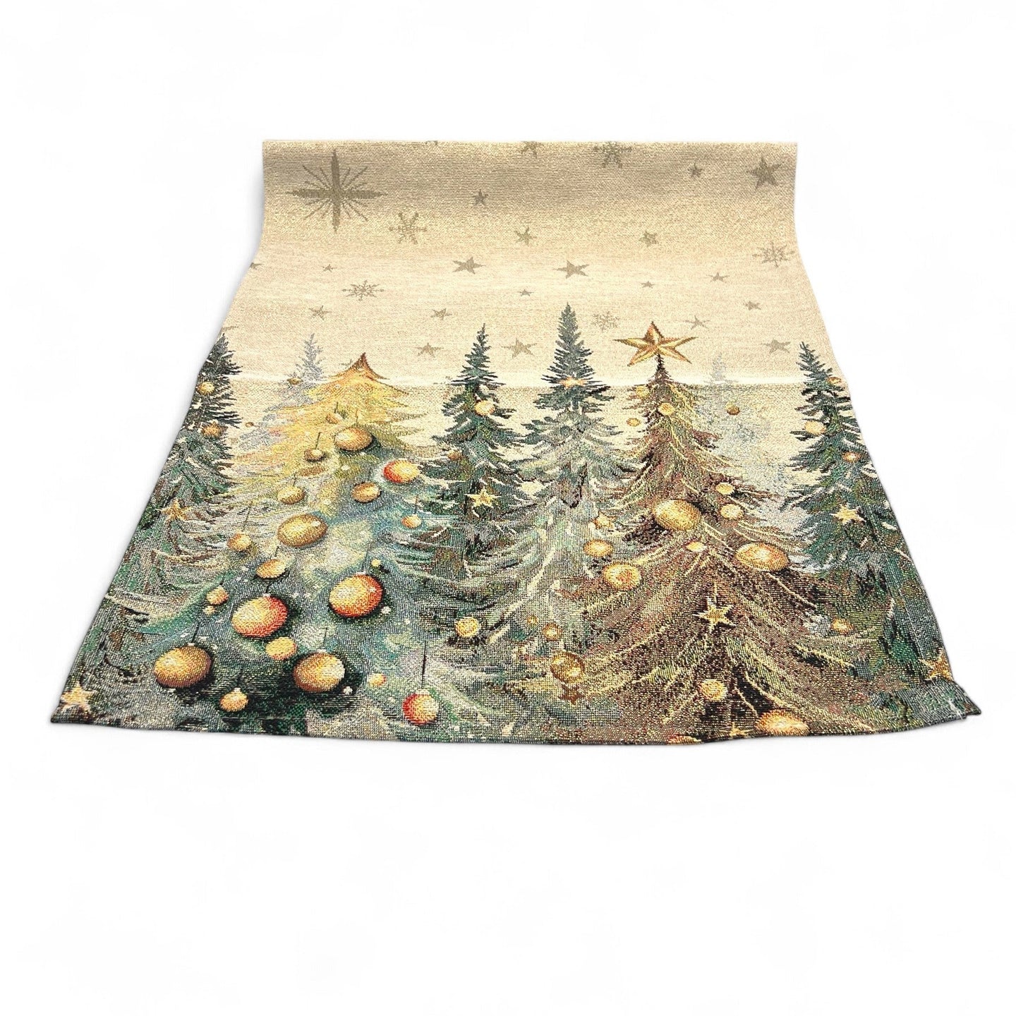 Tischläufer Runner Tischset CHRISTMAS LIGHTS, uni, Gobelin Jacquard, Lurex gold