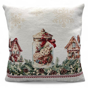 Copricuscino COOKIES A Natale Gobelin Jacquard, cinigliato, 45x45 cm
