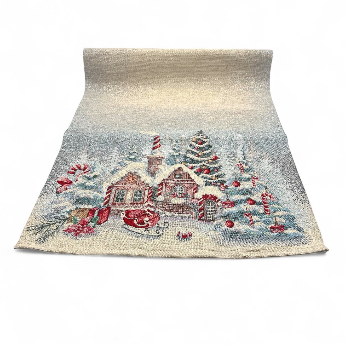 Tischläufer Runner Tischset ELI, uni, Gobelin Jacquard, Lurex silber