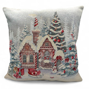 Copricuscino ELI Natale Gobelin Jacquard, lurex argento, 45x45 cm