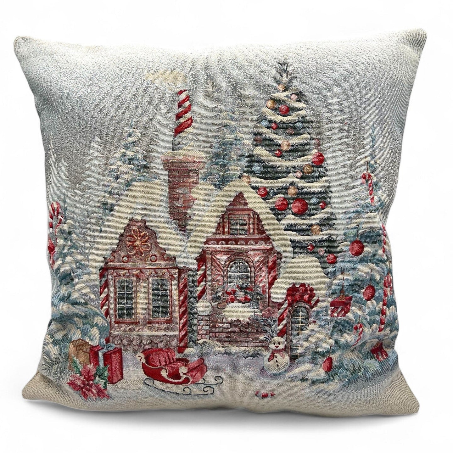 Copricuscino ELI Natale Gobelin Jacquard, lurex argento, 45x45 cm
