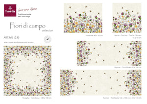 Tovaglia FIORI DI CAMPO, uni, Gobelin Jacquard, 100x100 cm