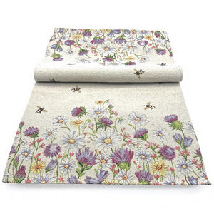 Tischläufer Runner Tischset WIESENBLUMEN, uni, Gobelin Jacquard