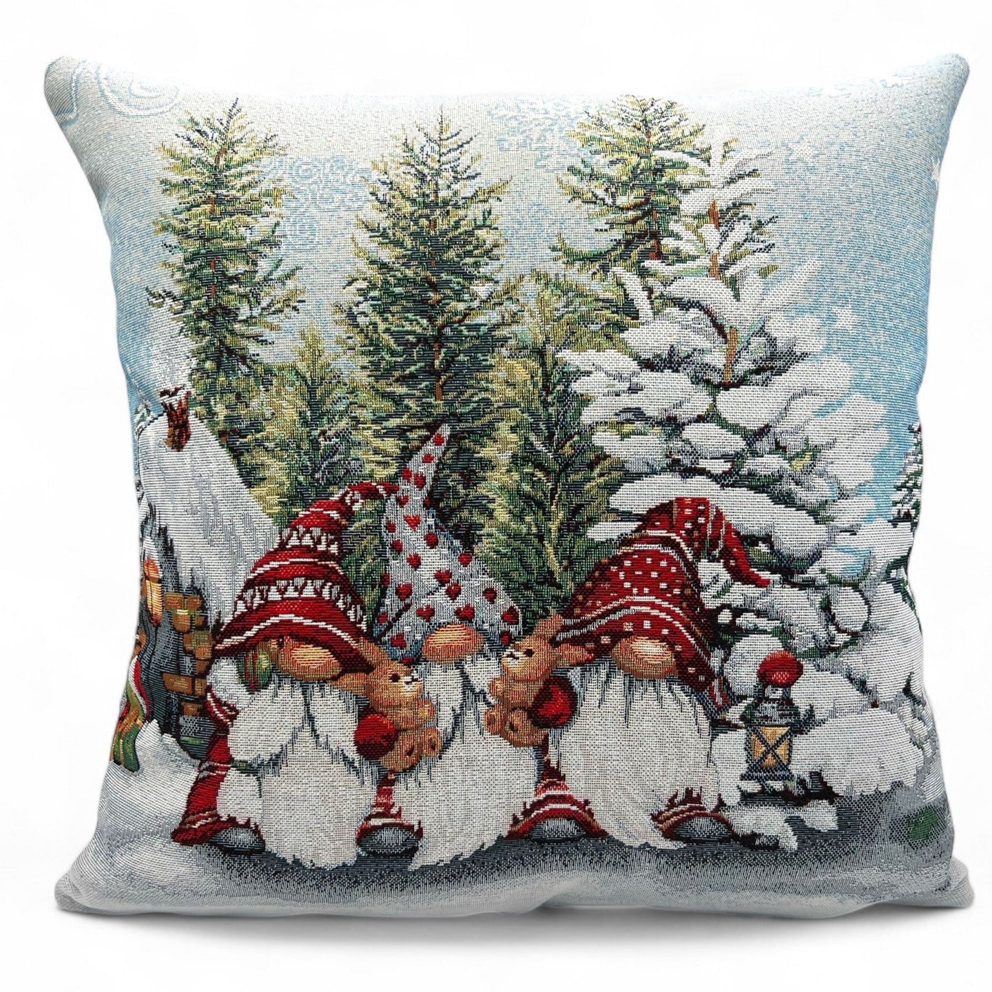 Copricuscino COSY FAMILY A Natale Gobelin Jacquard, lurex argento, 45x45 cm