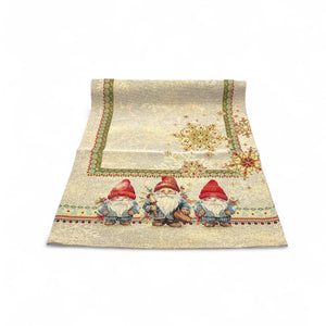 Tischläufer Runner Tischset GNOMELAND, uni, Gobelin Jacquard, Lurex Gold