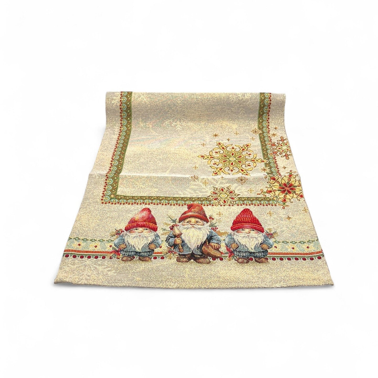 Tischläufer Runner Tischset GNOMELAND, uni, Gobelin Jacquard, Lurex Gold