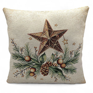 Copricuscino GOLDEN LIGHT A Natale Gobelin Jacquard lurex oro, 45x45 cm