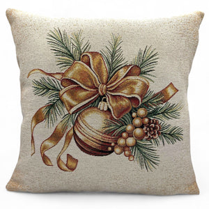 Copricuscino GOLDEN LIGHT B Natale Gobelin Jacquard lurex oro, 45x45 cm